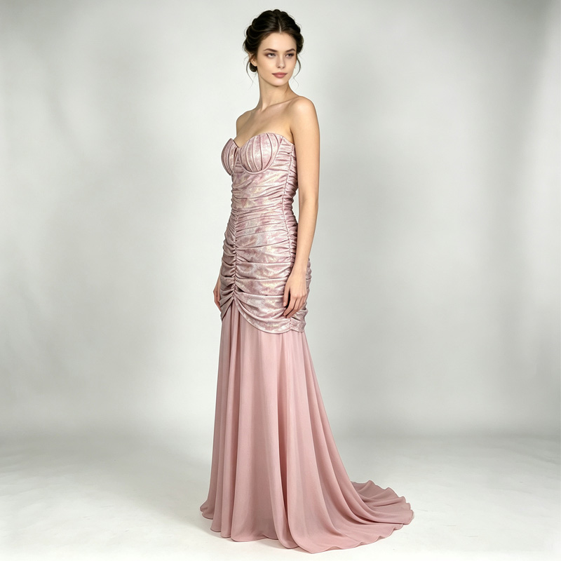 Dusty Pink Maxi Evening Gown Dress for Woman