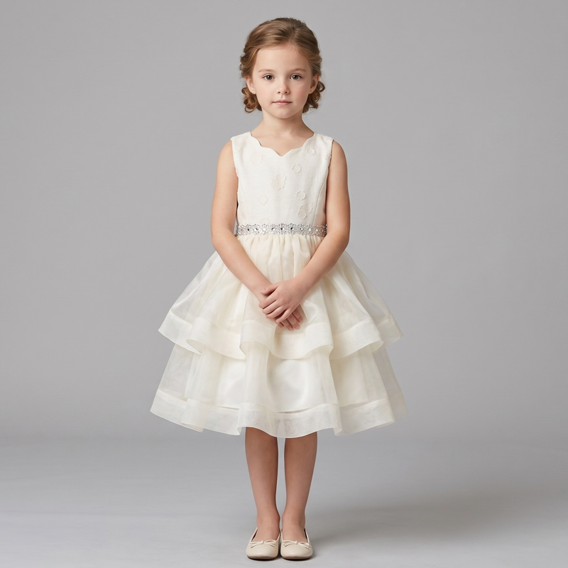 Off-white Young Girl Princess Birthday Dress